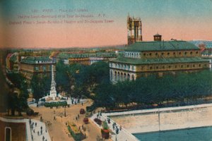 シャトレ広場-サラベルナールシアターとサンジャックのツアー、c1920 作： Unbekannt