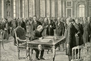 1919年に平和条約に調印したイギリスの首相。 作： Unbekannt