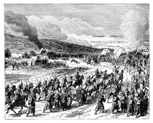 1864年4月18日、19世紀後半、ドッペルの要塞を襲撃するプロイセン人 作： Unbekannt