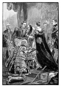 1855年、1888年、ガーター騎士団と共にフランス皇帝に投資した女王 作： Unbekannt
