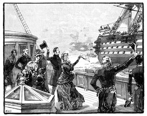 ウェリントン公爵の旗艦、1888年代、1888年に別れを告げる女王 作： Unbekannt