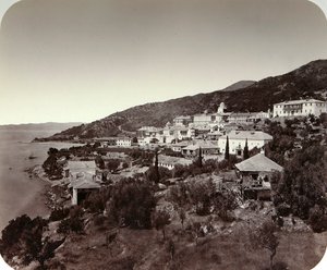 1860年代にギリシャのアトス山にあるロッシコン聖パンテレイモン修道院 作： Unbekannt