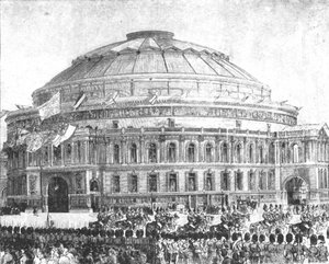 1871年のロイヤルアルバートホール：1901年3月29日、ビクトリア女王によってオープン。 作： Unbekannt