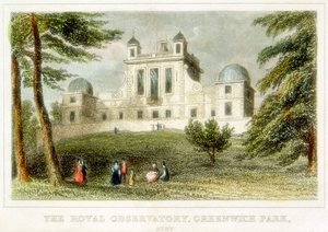 ロイヤルグリニッジ天文台、Flamsteed House、グリニッジパーク、ロンドン、c1835