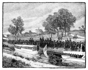 1851年、1888年、ブリッジウォーター運河の州船、ワーズリーホールへの王室訪問 作： Unbekannt
