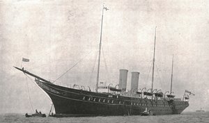 1902年8月6日、ワイト島のカウズを出発するロイヤルヨット。