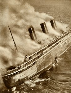 SS LAtlantique on fire、1933年、1935年。 作： Unbekannt