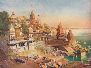 ヒンドゥー教の神聖な都市：ガンジス川のベナレス、1908 作： Unbekannt