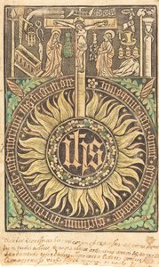 磔刑と受難のシンボルを含む神聖なモノグラフ [直訳]、1470 年以降。 作： Unbekannt