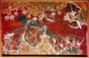 ミノア王宮、クノッソス、クレタ島のサフラン採集フレスコ画。 紀元前15世紀頃 作： Unbekannt