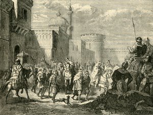 ナルボンヌを去るサラセン人、復活したフランクス、737AD、1890年。 作： Unbekannt