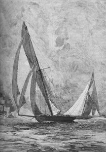 アメリカカップのためのシャムロックとコロンビアのレース、1899年1906年 作： Unbekannt