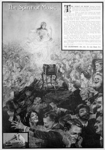音楽の精神、蓄音機の広告、1910 作： Unbekannt