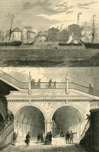 テムズトンネル（c1872）が最初に開通したときの姿。 作： Unbekannt