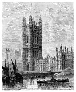 ビクトリアタワーと国会議事堂、ロンドン、1900 作： Unbekannt