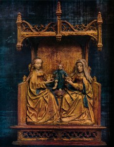 聖母と聖アンが幼児の救世主に歩みを教えるc1470 作： Unbekannt