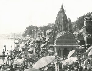ヴィシュヌ池とガート、ベナレス、インド、1895年。 作： Unbekannt