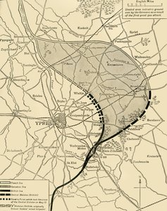 イープルの第2次戦いの前後のイープルの顕著...、第一次世界大戦、1915、c1920。 作： Unbekannt