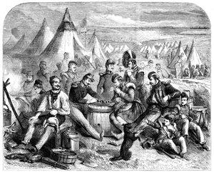1855年のセヴァストポリの前の兵士の娯楽 作： Unbekannt