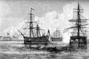 サウスカロライナ州サリバンズ島への攻撃、1776年c1880 作： Unbekannt