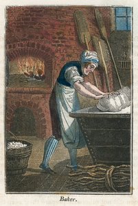 小麦粉の箱のふたに生地を練るパン屋、1823 作： Unbekannt