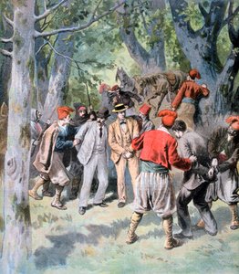 1894年にサルデーニャでフランス人旅行者が2人のフランス人旅行者を捕らえた 作： Unbekannt