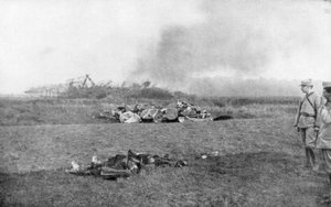 1917年10月20日、フランス、セントクレメン、ツェッペリンLZ93 L44の死体