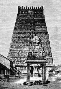 1895年、インドのクンバコナムにある寺院の主なゴープラ 作： Unbekannt