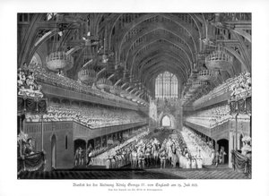 1821年7月19日、ロンドンのウェストミンスターホールでのジョージ4世の戴冠式の宴会 作： Unbekannt