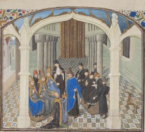 1118年のボールドウィン2世の戴冠式。ウィリアムオブタイヤによるヒストリアのミニチュア、1460年代 作： Unbekannt