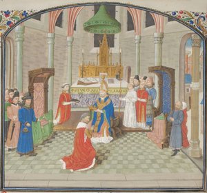 1100年のクリスマスのボールドウィン1世の戴冠式。1460年代のウィリアムオブタイヤによるヒストリアのミニチュア 作： Unbekannt