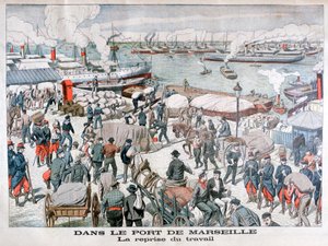 1904年、フランス、マルセイユ港でのドック労働者によるストライキの終了