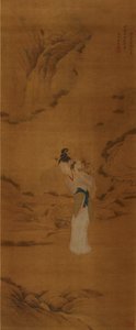 花のバスケットを持つ女神マグ、清王朝 1645-1911
