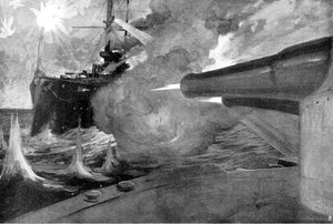 日本の戦艦の銃、日露戦争、1904年
