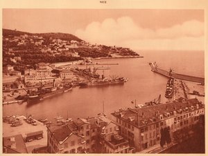 港の入り口とモンボロン、ニース、1930年。 作： Unbekannt