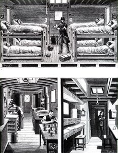 フランス軍の病院列車の内部。 作： Unbekannt