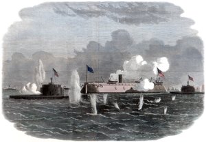 チャールストンで鉄製のフリゲート艦、新しいアイアンサイド、および2つのエリクソンのバッテリーが稼働している、18