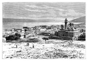 1895年、イスラエル、ティベリアの湖と都市 作： Unbekannt