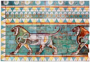 1933-1934年にイランのスーザにあるダリウス王の冬の宮殿からのライオンのフリーズ 作： Unbekannt
