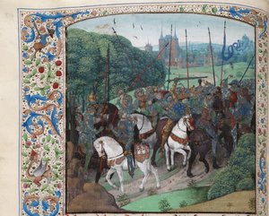 1470～1475年頃、ル・マン近郊の森でのシャルル6世の狂気。 作： Unbekannt