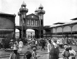 市場の場所、ポルトープランス、ハイチ、1926 作： Unbekannt