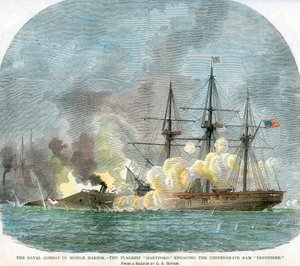 1864年8月5日、南北戦争、アラバマ州モービルハーバーでの海軍戦闘