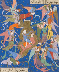 預言者の夜の旅。ニザミのカムサの原稿からc。 1620年。 作： Unbekannt