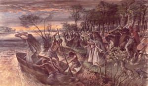 鉄器時代の盾を川に捧げる 作： Unbekannt