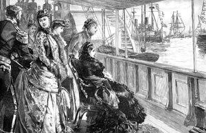 女王は19世紀後半、1900年にハンプシャーのスピットヘッドで艦隊をレビュー 作： Unbekannt