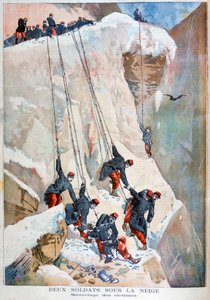 1894年の雪崩後の2人のフランス兵の救助 作： Unbekannt
