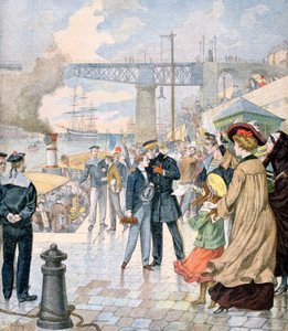 船ボルダの帰還と船フィストットの乗船、ブレスト、フランス、1902 作： Unbekannt