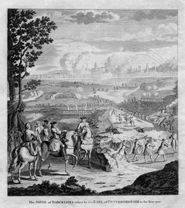 1705年にピーターバラ伯爵が奪ったバルセロナ包囲戦 作： Unbekannt