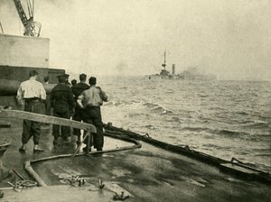 ドイツ巡洋艦マインツの沈没、1914年8月28日、c1920。