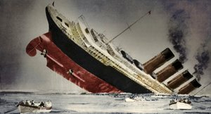 1915年5月7日、ルシタニアの沈没 作： Unbekannt